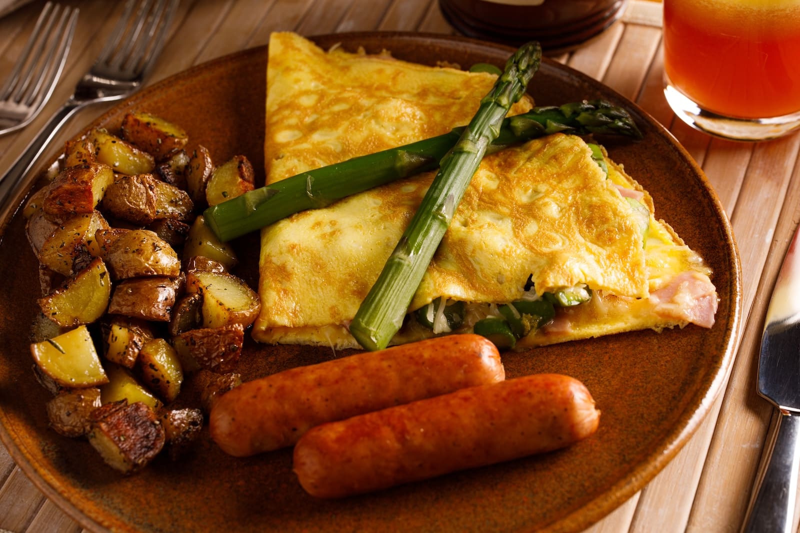 A breakfast omelette, potatoes and sausage at one of the best places to stay in Wausau.