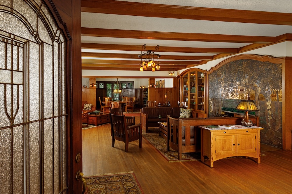 Living room showcasing the craftsmanship and what makes the Stewart Inn one of the most unique hotels in Wisconsin